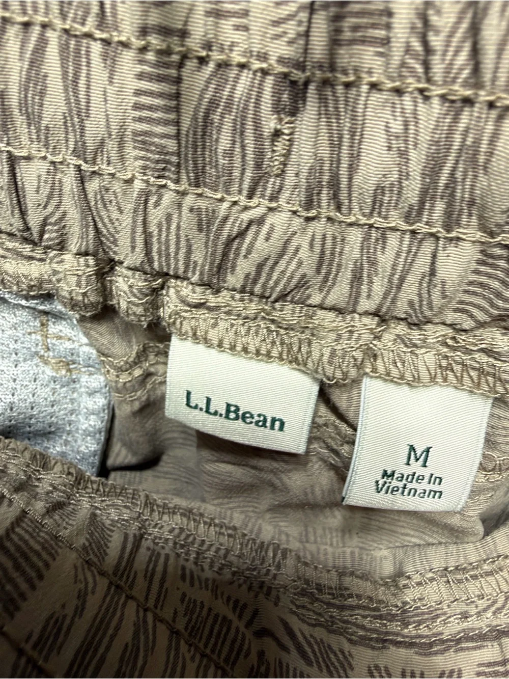 L.L.Bean Geometric Nylon Hiking Skirt Tan Brown Sz M Outdoor Casual Camping
